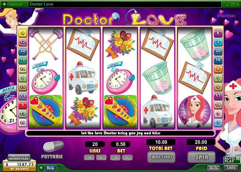 Doctor Love  Real Money Slot made by 888 - Main Screen Reels