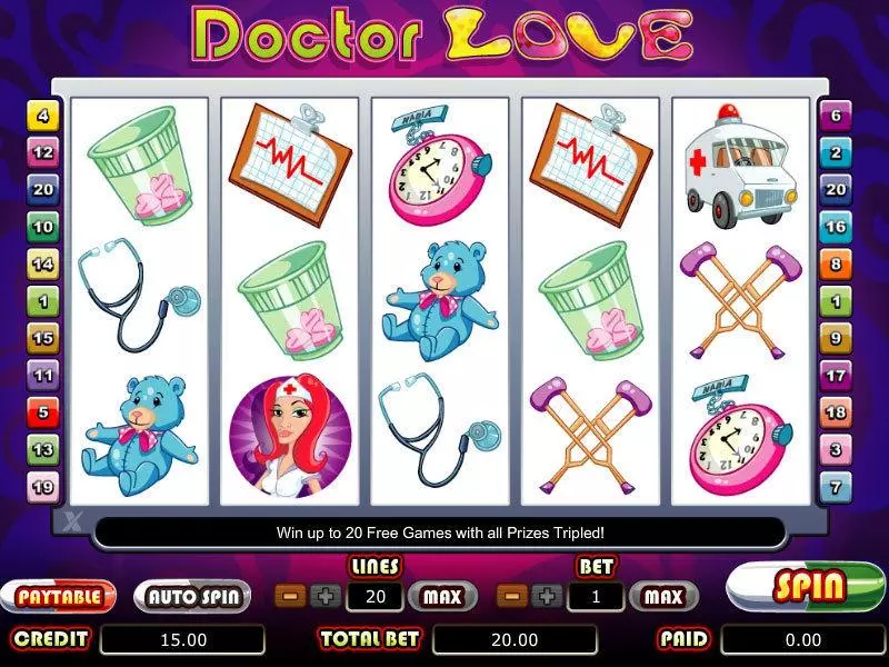 Doctor Love  Real Money Slot made by bwin.party - Main Screen Reels