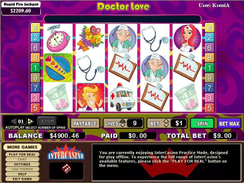 Doctor Love  Real Money Slot made by CryptoLogic - Main Screen Reels