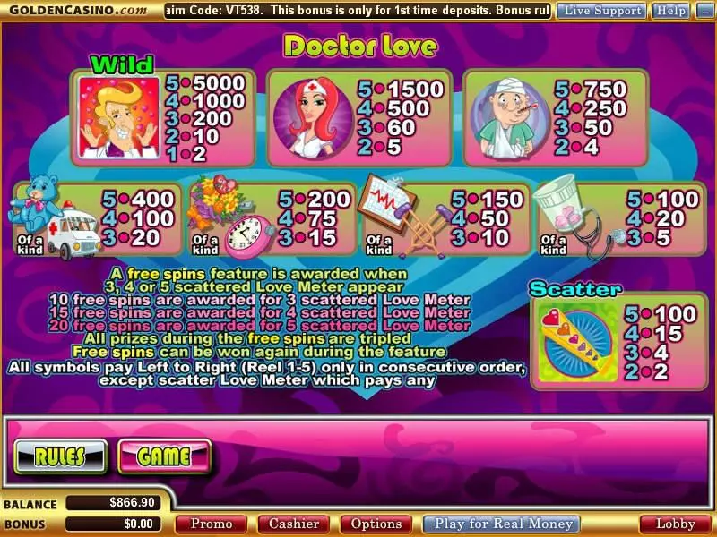 Doctor Love  Real Money Slot made by WGS Technology - Info and Rules