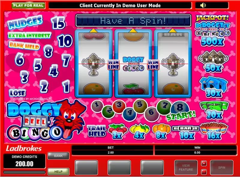 Doggy Reel Bingo  Real Money Slot made by Microgaming - Main Screen Reels