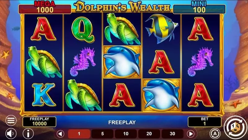 Dolphin's Wealth  Real Money Slot made by 1Spin4Win - Main Screen Reels