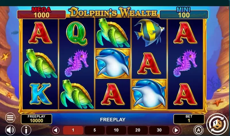 Dolphin’s Wealth Win Spins  Real Money Slot made by 1Spin4Win - Main Screen Reels
