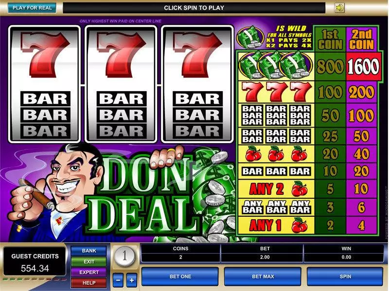 Don Deal  Real Money Slot made by Microgaming - Main Screen Reels