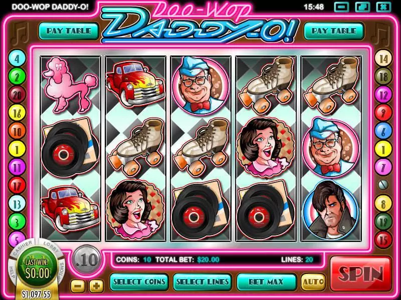 Doo-wop Daddy-O  Real Money Slot made by Rival - Main Screen Reels
