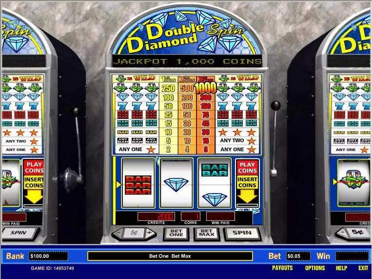 Double Diamond Spin 1 Line  Real Money Slot made by Parlay - Main Screen Reels