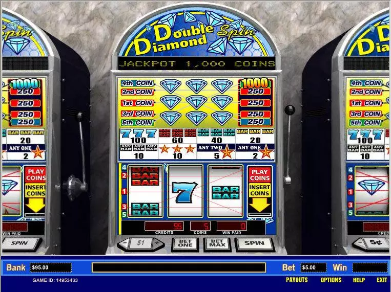 Double Diamond Spin 5 Line  Real Money Slot made by Parlay - Main Screen Reels