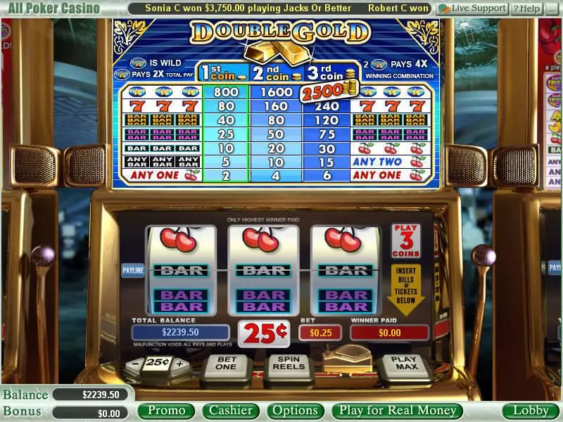 Double Gold  Real Money Slot made by WGS Technology - Main Screen Reels