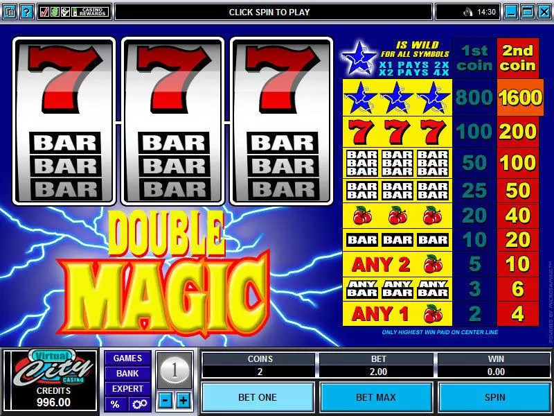 Double Magic  Real Money Slot made by Microgaming - Main Screen Reels