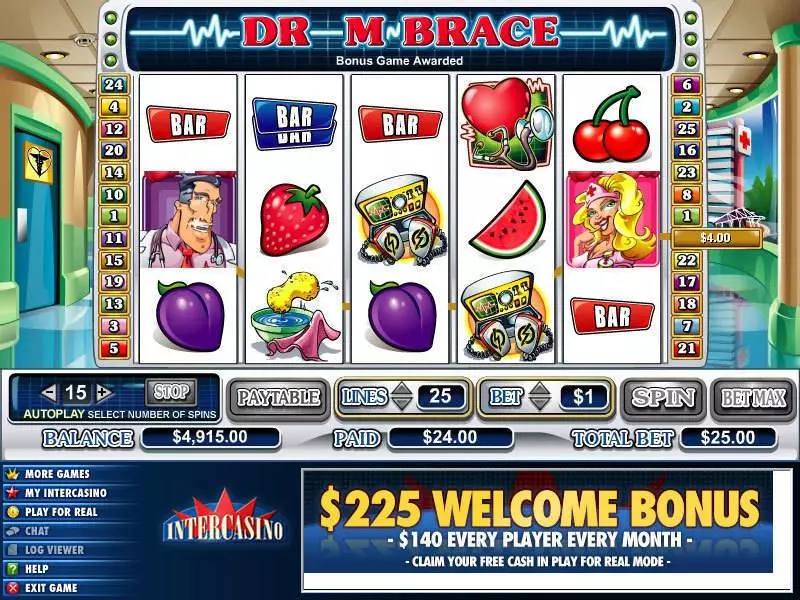 Dr M Brace  Real Money Slot made by CryptoLogic - Main Screen Reels