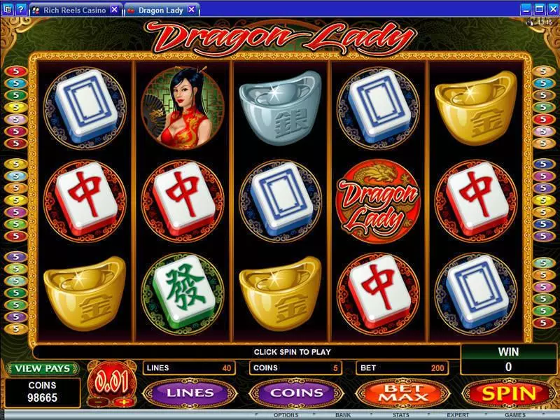 Dragon Lady  Real Money Slot made by Microgaming - Main Screen Reels