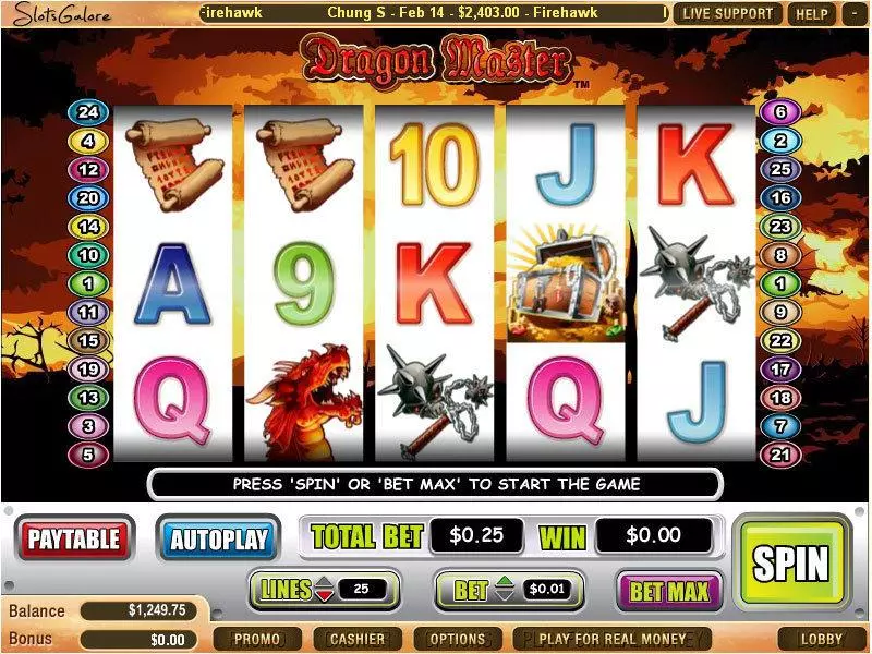 Dragon Master  Real Money Slot made by WGS Technology - Main Screen Reels