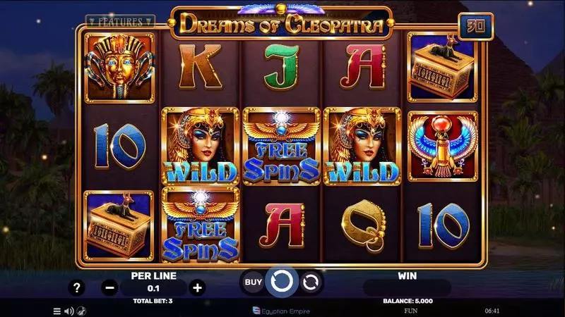Dreams Of Cleopatra  Real Money Slot made by Spinomenal - Main Screen Reels