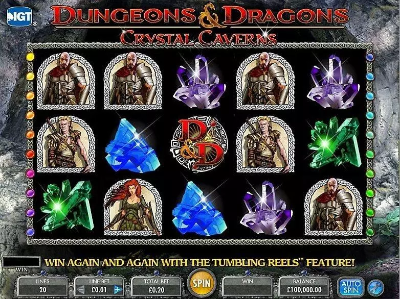 Dungeons & Dragons - Crystal Caverns  Real Money Slot made by IGT - Introduction Screen