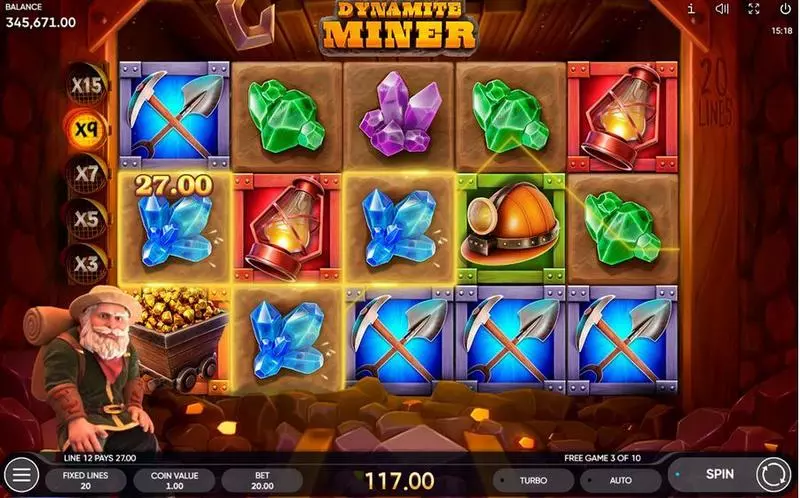 Dynamite Miner  Real Money Slot made by Endorphina - Main Screen Reels