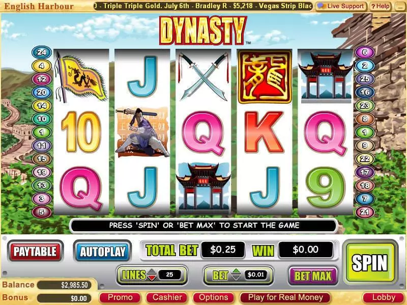 Dynasty  Real Money Slot made by WGS Technology - Main Screen Reels