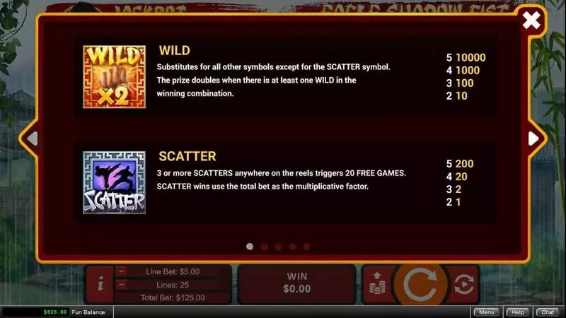 Eagle Shadow Fist  Real Money Slot made by RTG - Info and Rules