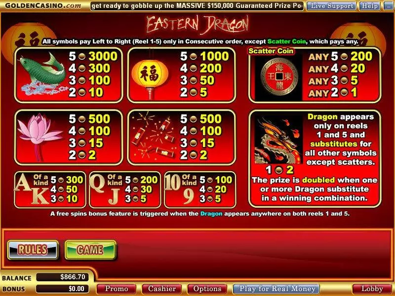 Eastern Dragon  Real Money Slot made by WGS Technology - Info and Rules