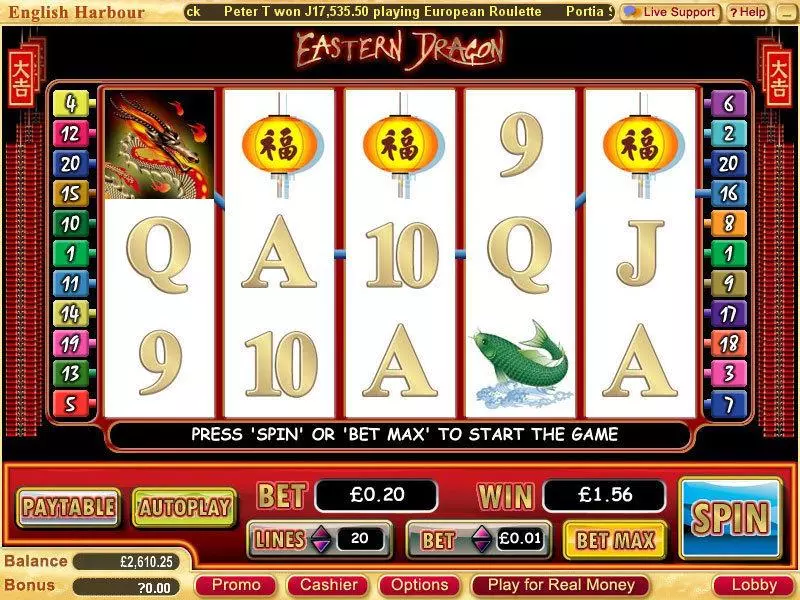 Eastern Dragon  Real Money Slot made by WGS Technology - Main Screen Reels