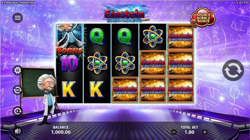 Einstein Eureka Moments  Real Money Slot made by StakeLogic - Main Screen Reels