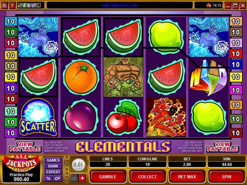 Elementals  Real Money Slot made by Microgaming - Main Screen Reels