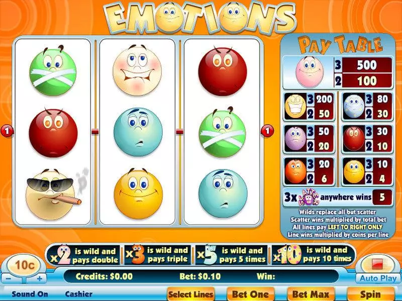 Emotions  Real Money Slot made by Byworth - Main Screen Reels