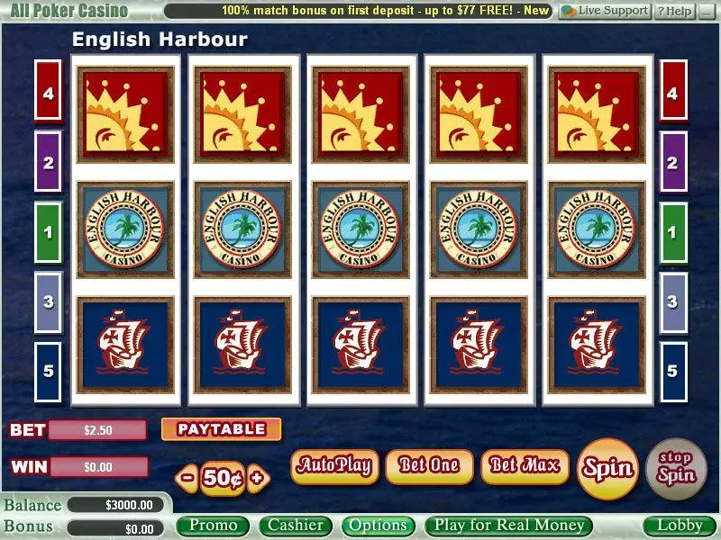 English Harbour  Real Money Slot made by Vegas Technology - Main Screen Reels