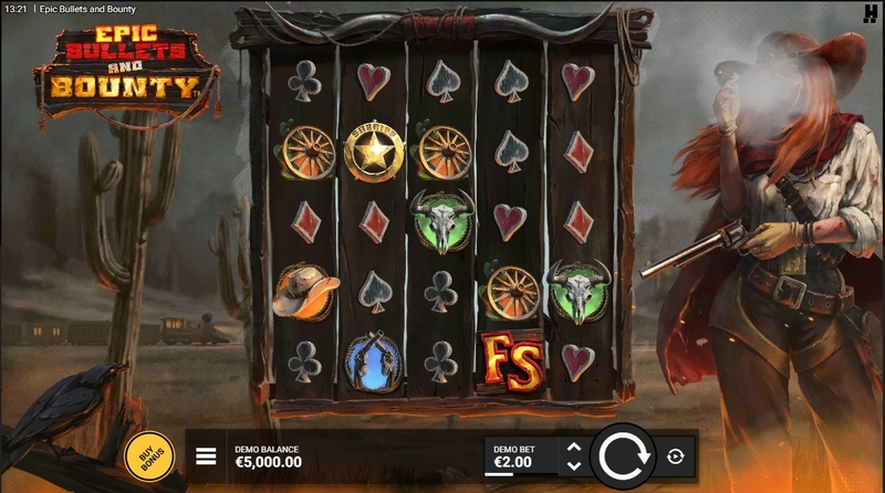 Epic Bullets and Bounty  Real Money Slot made by Hacksaw Gaming - Main Screen Reels