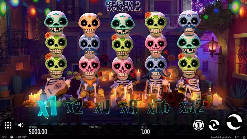 Esqueleto Explosivo 2  Real Money Slot made by Thunderkick - Main Screen Reels