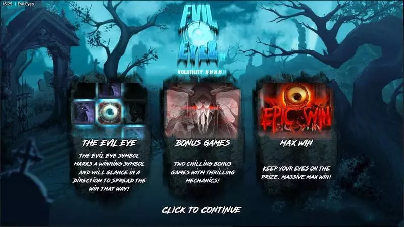 Evil Eyes  Real Money Slot made by Hacksaw Gaming - Introduction Screen