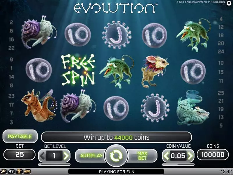 Evolution  Real Money Slot made by NetEnt - Main Screen Reels