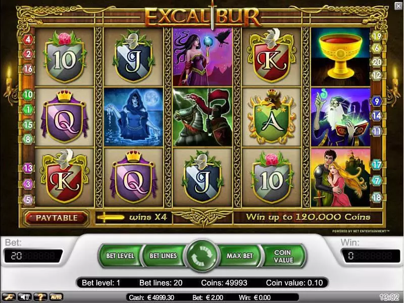 Excalibur  Real Money Slot made by NetEnt - Main Screen Reels