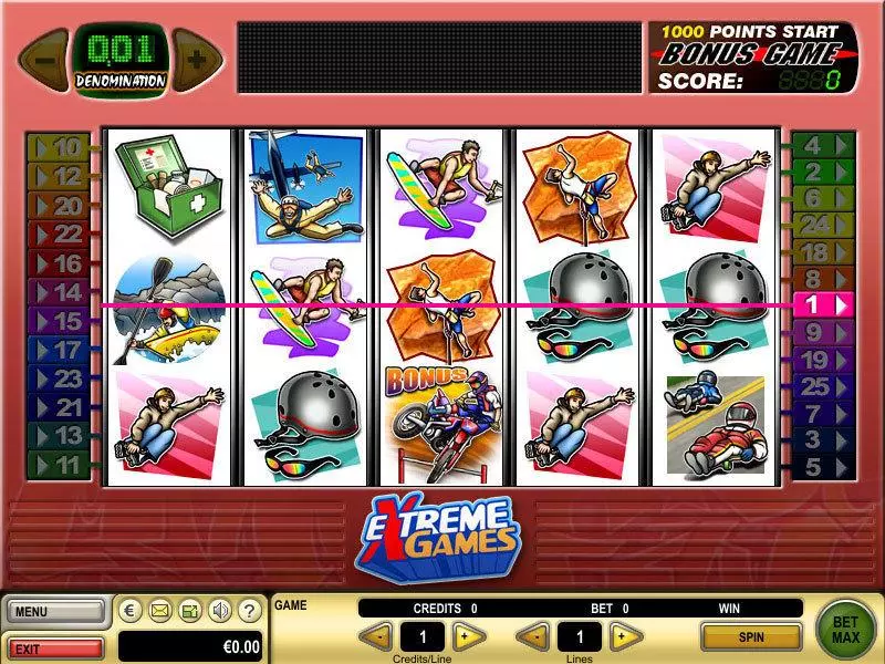 Extreme Games  Real Money Slot made by GTECH - Main Screen Reels