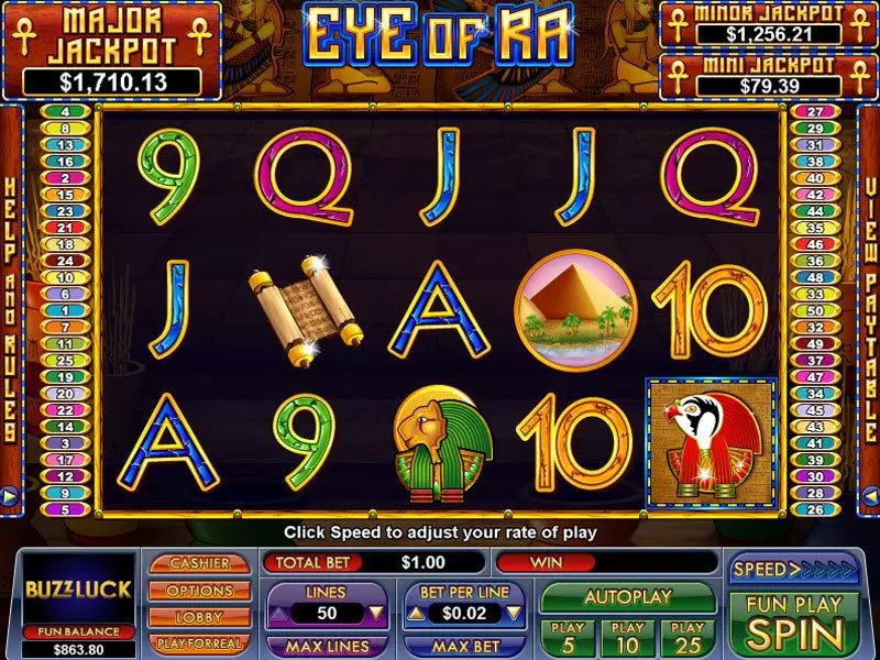 Eye of Egypt  Real Money Slot made by NuWorks - Main Screen Reels