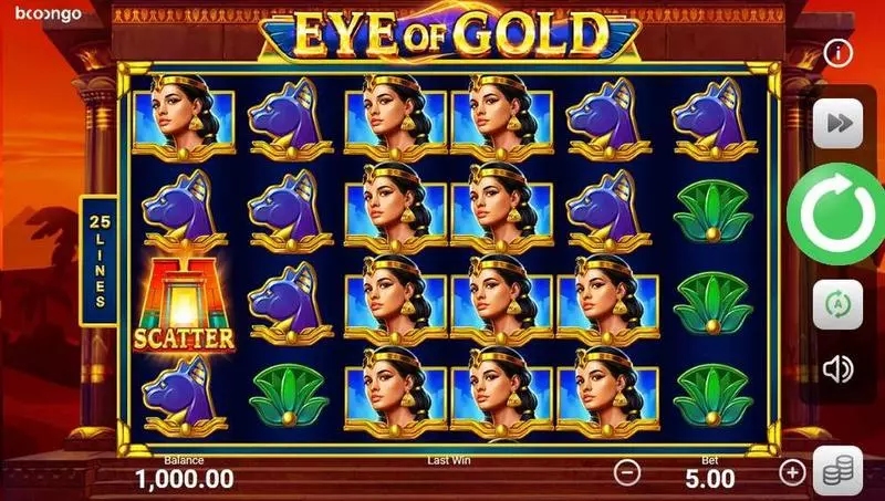 Eye of Gold  Real Money Slot made by Booongo - Main Screen Reels