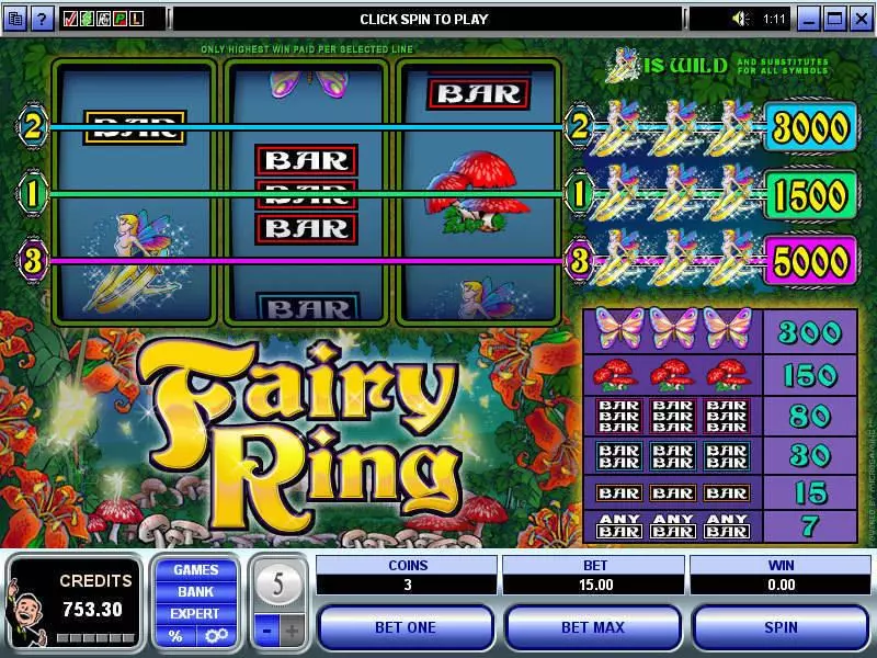 Fairy Ring  Real Money Slot made by Microgaming - Main Screen Reels