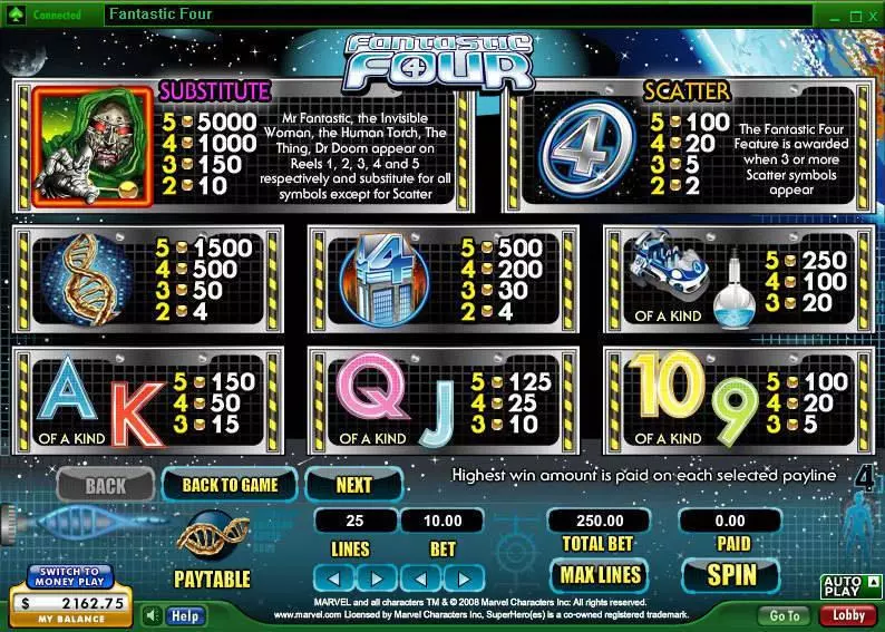 Fantastic Four  Real Money Slot made by 888 - Info and Rules