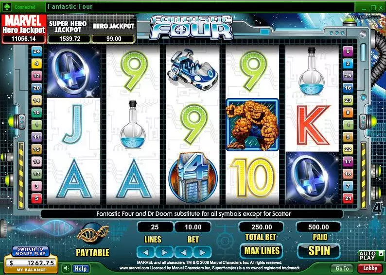 Fantastic Four  Real Money Slot made by 888 - Main Screen Reels