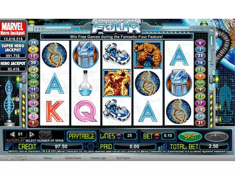 Fantastic Four  Real Money Slot made by bwin.party - Main Screen Reels