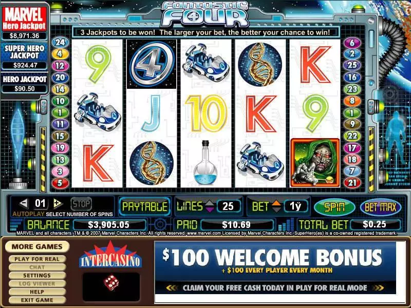 Fantastic Four  Real Money Slot made by CryptoLogic - Main Screen Reels