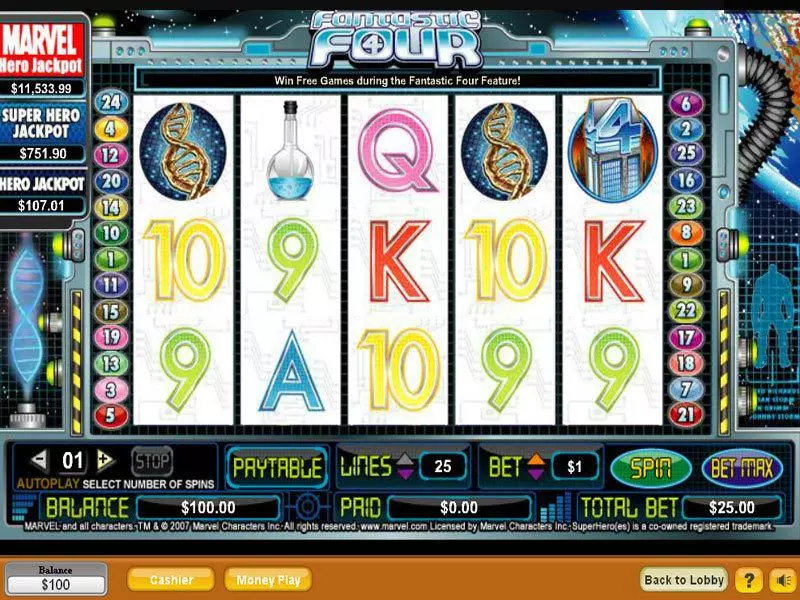 Fantastic Four  Real Money Slot made by NeoGames - Main Screen Reels