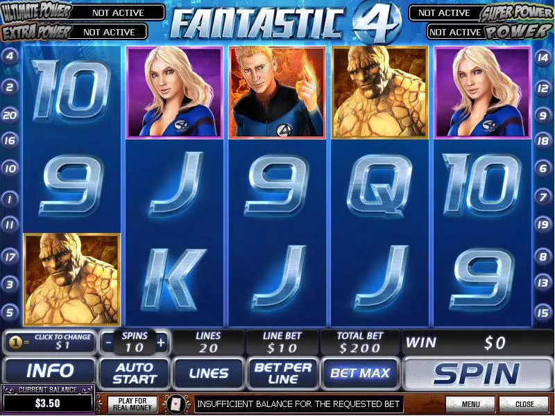 Fantastic Four  Real Money Slot made by PlayTech - Main Screen Reels