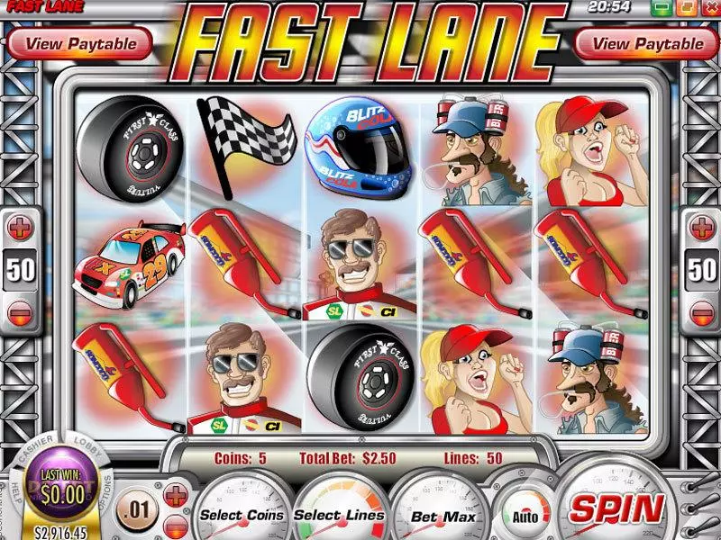 Fast Lane  Real Money Slot made by Rival - Main Screen Reels