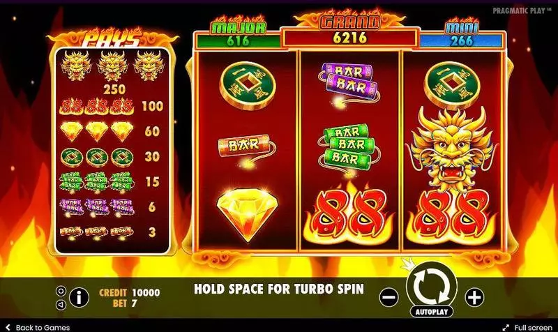 Fire 88  Real Money Slot made by Pragmatic Play - Main Screen Reels