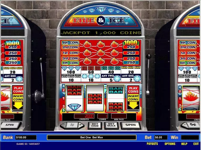 Fire and Ice 5 Line  Real Money Slot made by Parlay - Main Screen Reels
