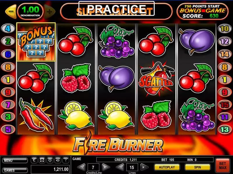 Fire Burner  Real Money Slot made by GTECH - Main Screen Reels