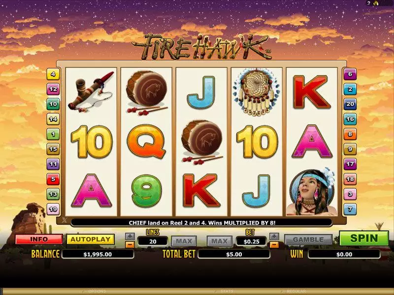 Fire Hawk  Real Money Slot made by Microgaming - Main Screen Reels