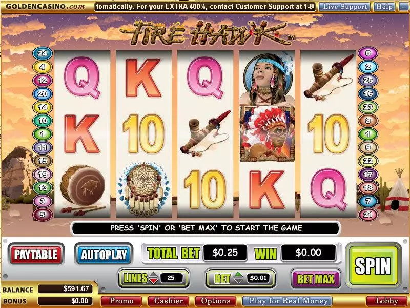 Fire Hawk  Real Money Slot made by WGS Technology - Main Screen Reels
