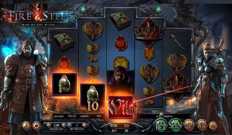 Fire & Steel  Real Money Slot made by BetSoft - Main Screen Reels