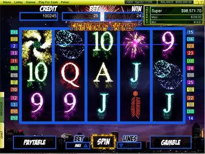 FireWorks Frenzy  Real Money Slot made by Player Preferred - Main Screen Reels